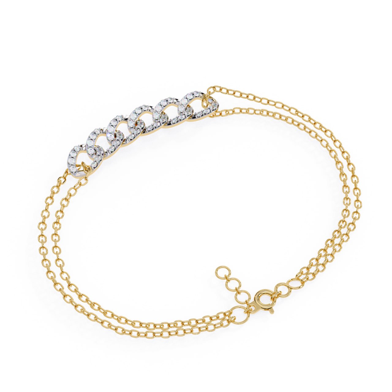 Diamond Mini-Cuban Chain Triple Strand Bracelet