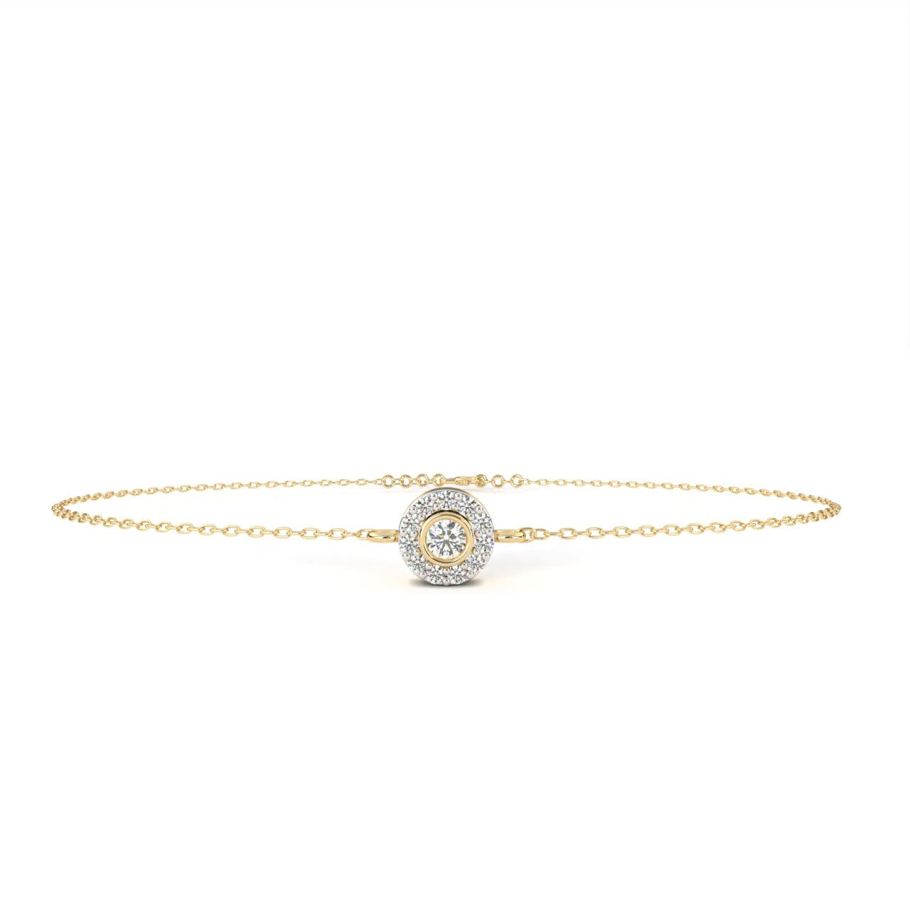 Halo Bezel Diamond Chain Bracelet