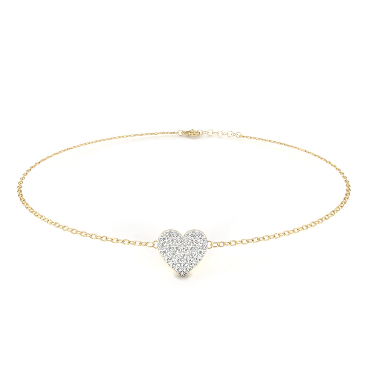 Pavé Heart Diamond Chain Bracelet