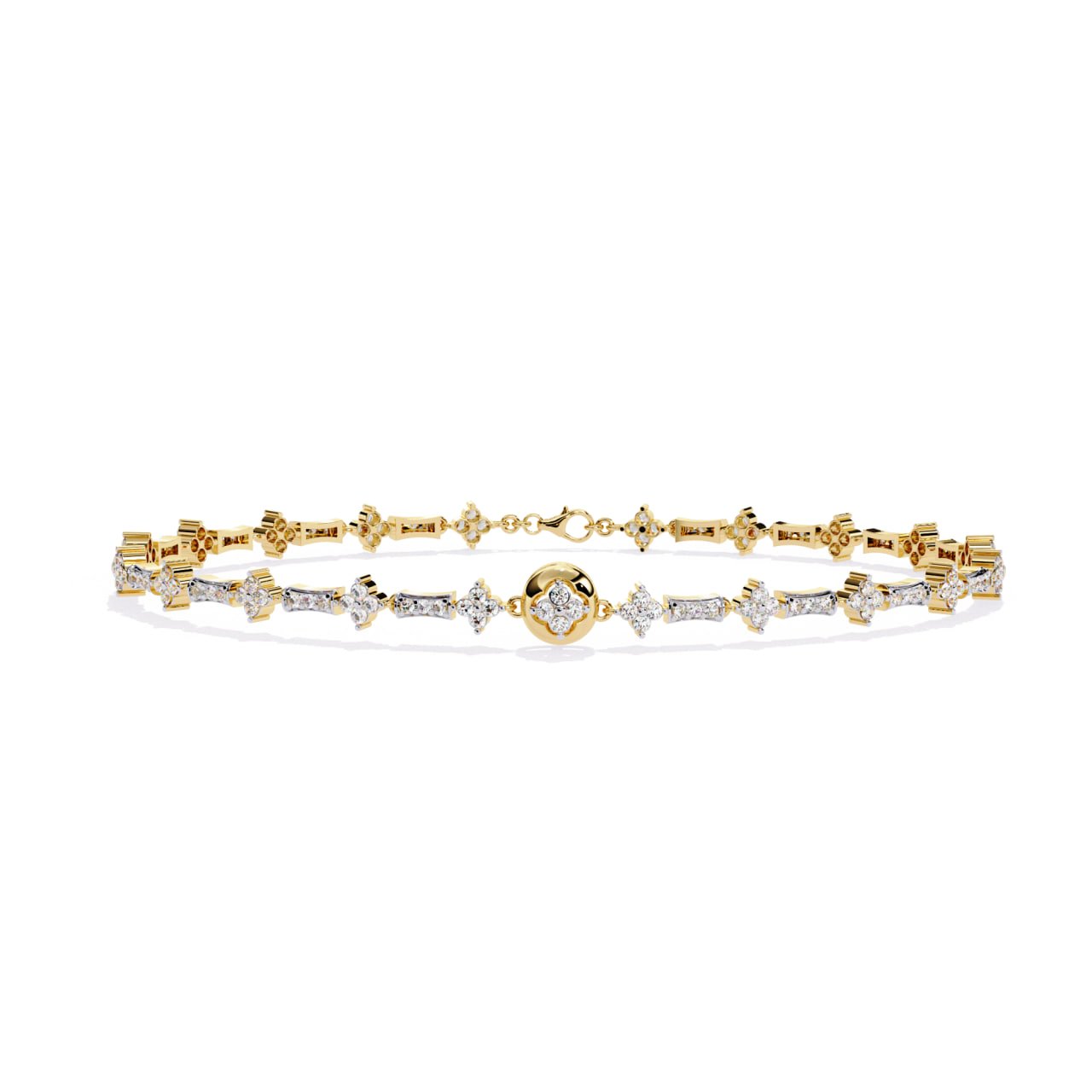 Floral Motif Diamond Station Bracelet