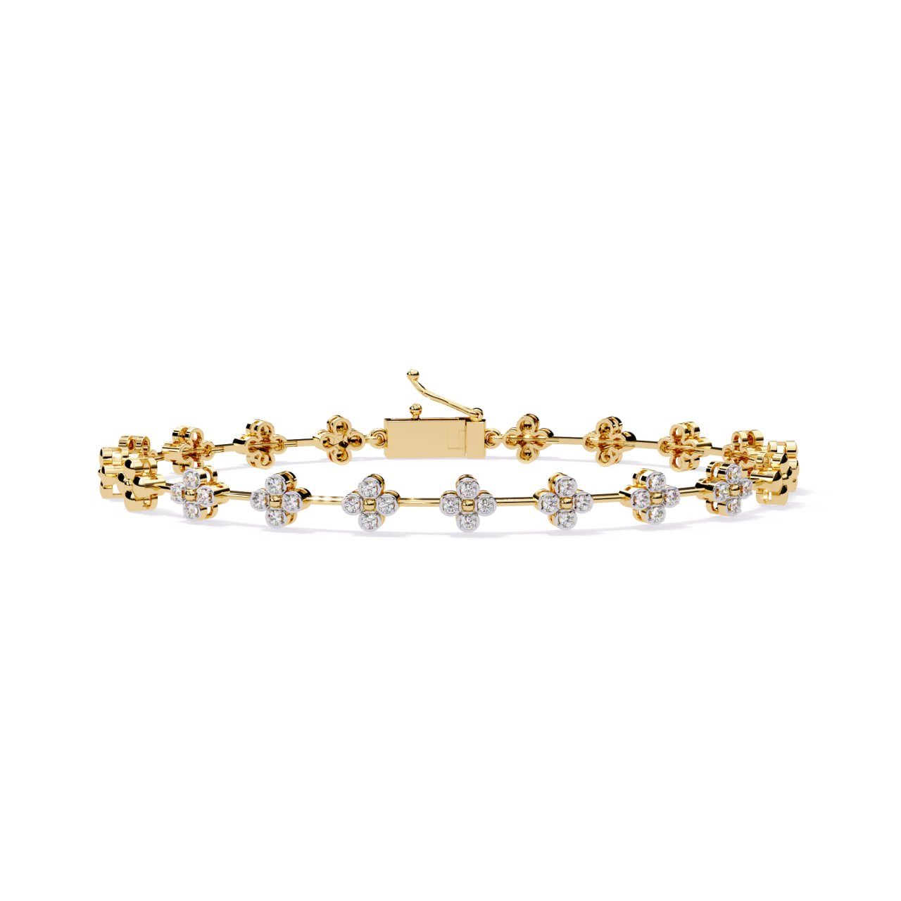 Diamond Floral Link Bracelet