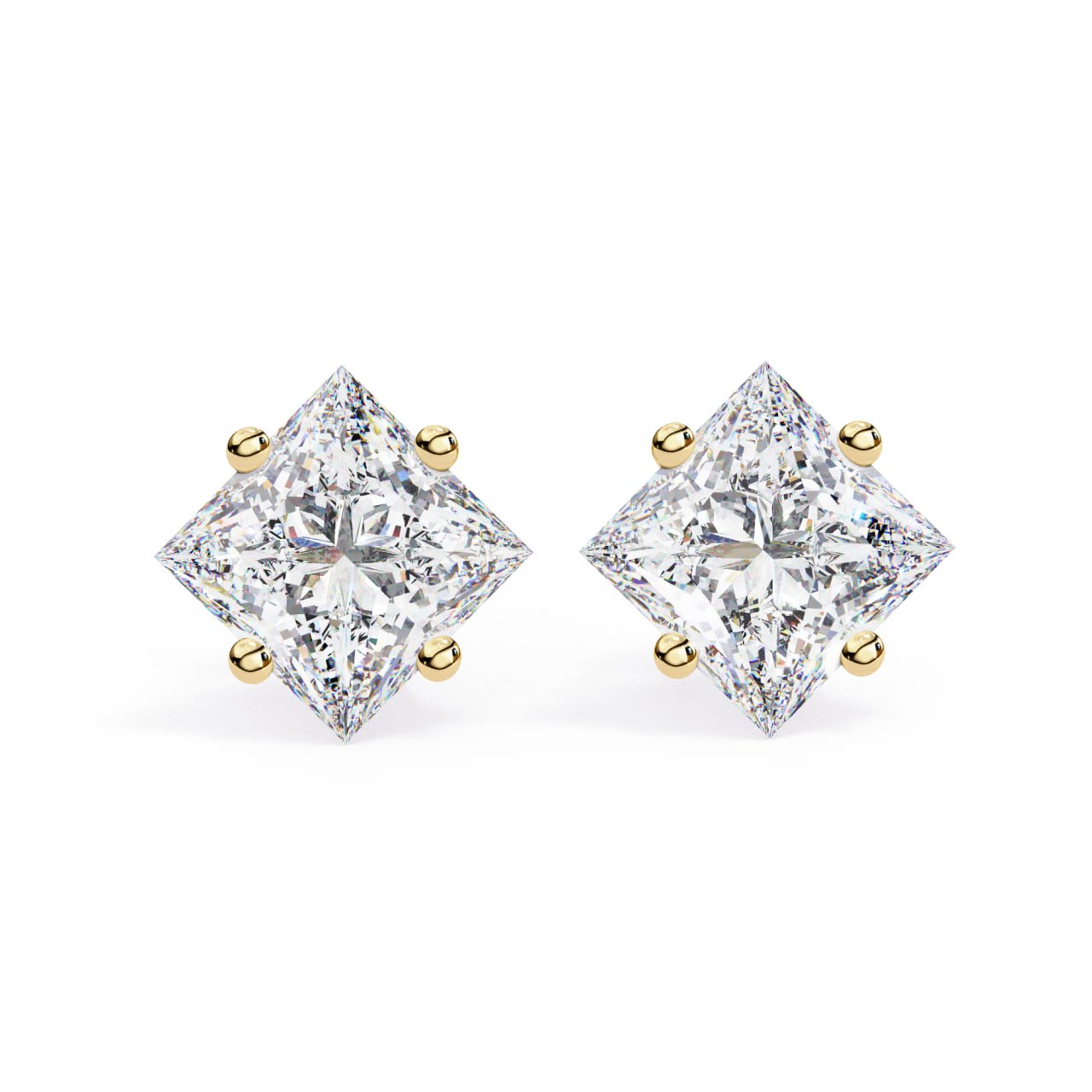 Classic Princess Cut Diamond Stud Earrings